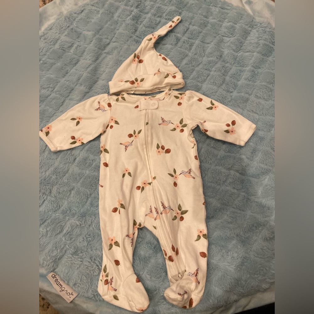 3 month baby footie and matching hat